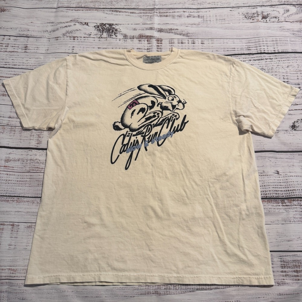 Codys Run Club Shirt Short Sleeve Performance Slow & Steady Tan Men's Size XXL